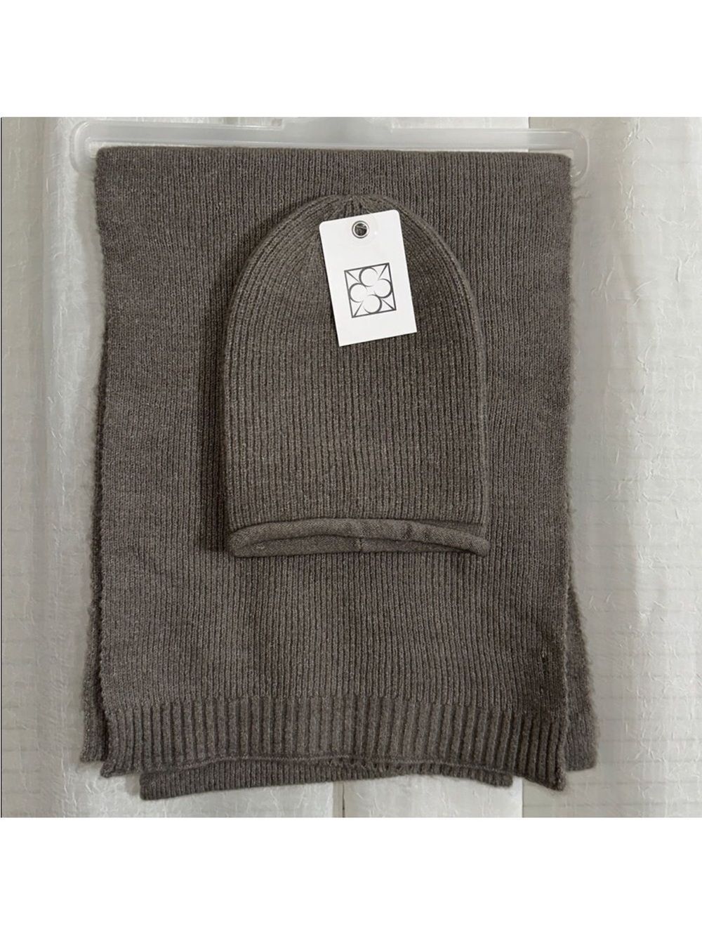 Pretty Persuasions OS Tan Taupe Soft Cozy Knit Scarf Beanie Hat Gift Set
